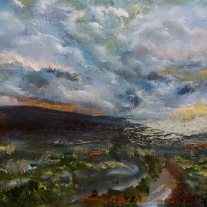 Gazing back as the morning mist lifts - an original oil painting by Sinéad Smyth
