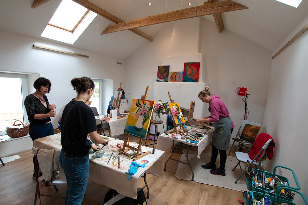 People painting in Inishowen Artists' Retreat and Studio