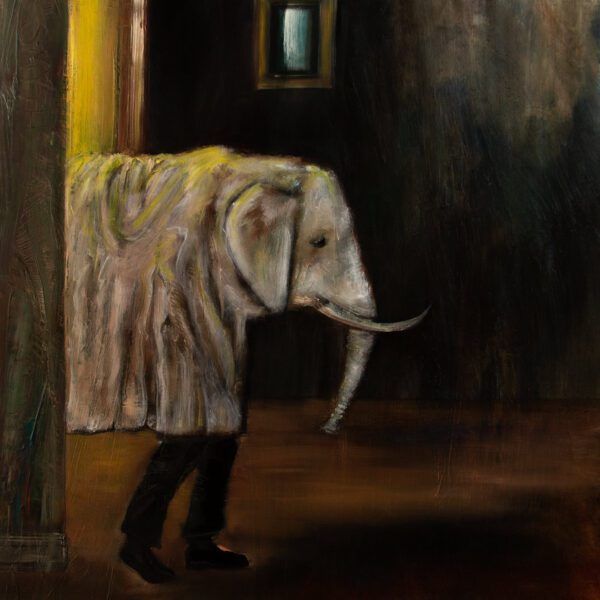 Elephant in the room - an original figurative and abstract oil painting by Sinéad Smyth