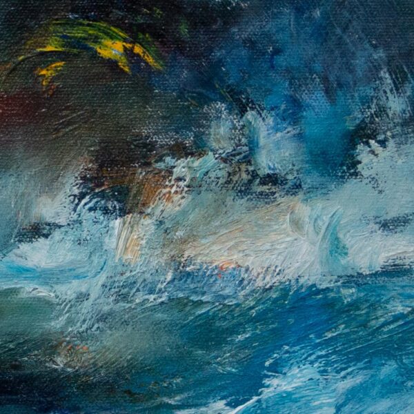 A detail from Northern Lights - a seascape painting by Sinéad Smyth